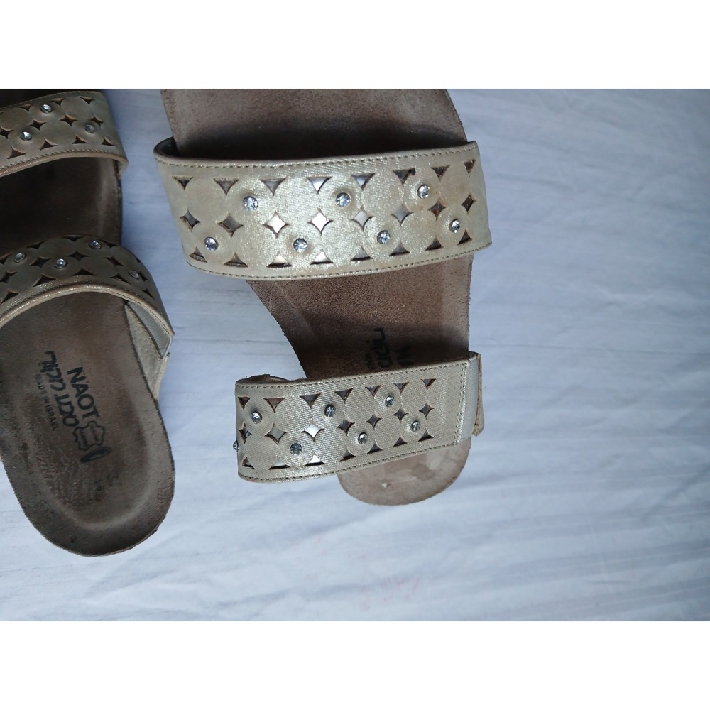 Naot Sandals 38 Susan Rose Gold Studded Cork Cushioned Comfort Casual  Leather - Picture 15 of 16